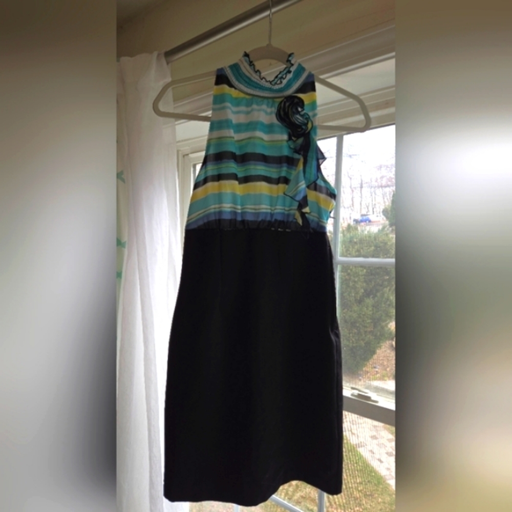 Striped Halter Dress with Black Skirt